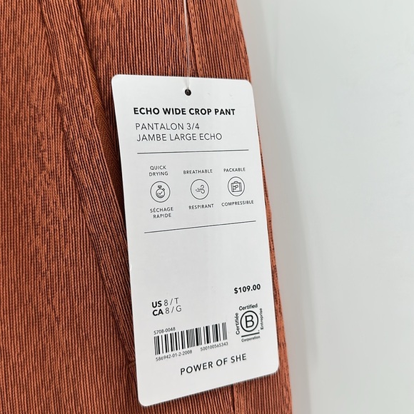 Athleta Echo Wide Crop Pant 8T NWt - Picture 3 of 7